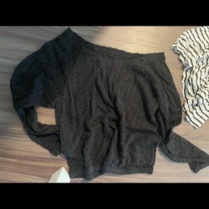 Off the shoulder big knit black sweater